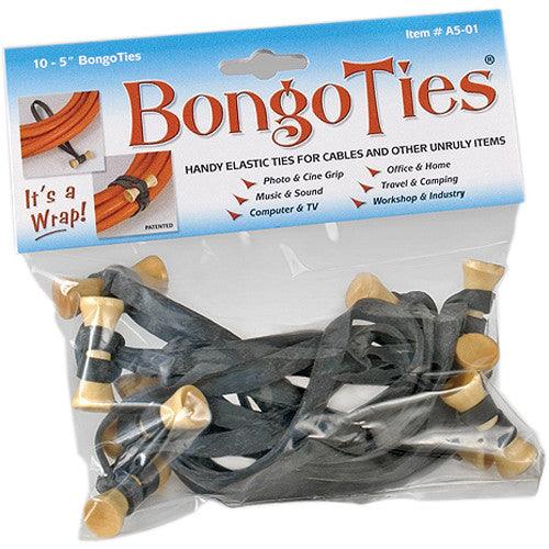 BongoTies 5-Inch Bamboo Elastic Cable Ties - 10 Pack Natural Eco-Friendly Cord Organizers for Home, Office & Garden Use