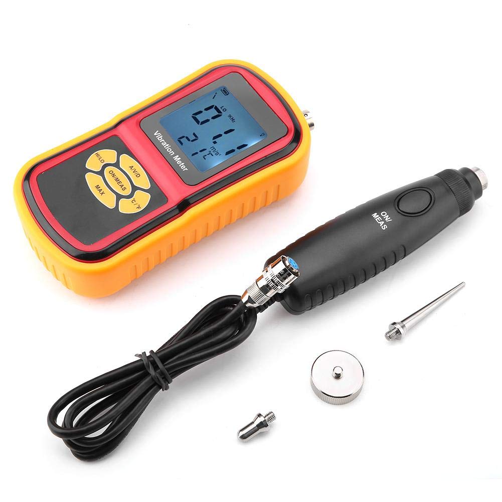 GM63B Digital Vibration Meter - Portable Handheld Vibration Tester with LCD Display & S/L Probes - for Mechanical Watches, Motors, Fans, Bearings - Workshop, Industrial Maintenance, Equipment Diagnosis Tool