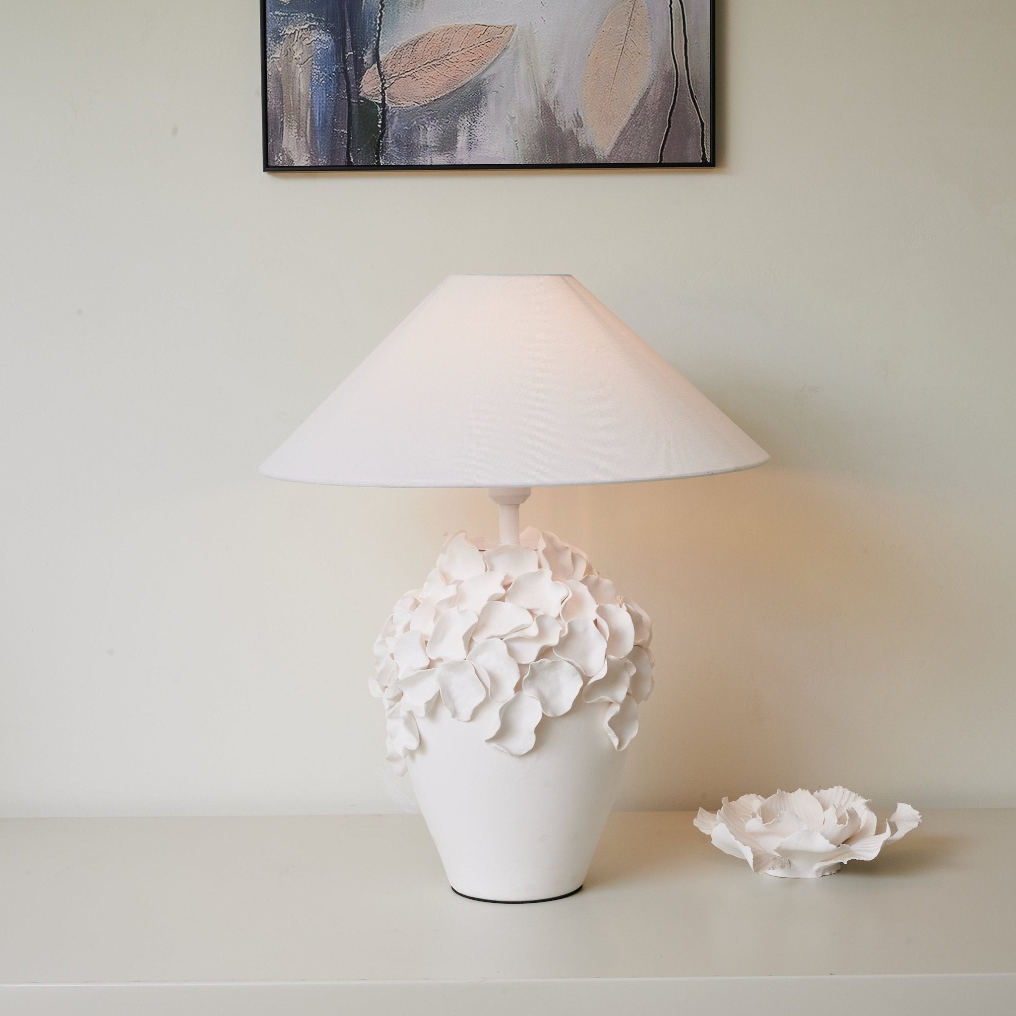 Florae Ceramic Table Lamp - Modern Home Decor for Living Room, Bedroom & Office - Elegant Lighting for Cozy Ambience