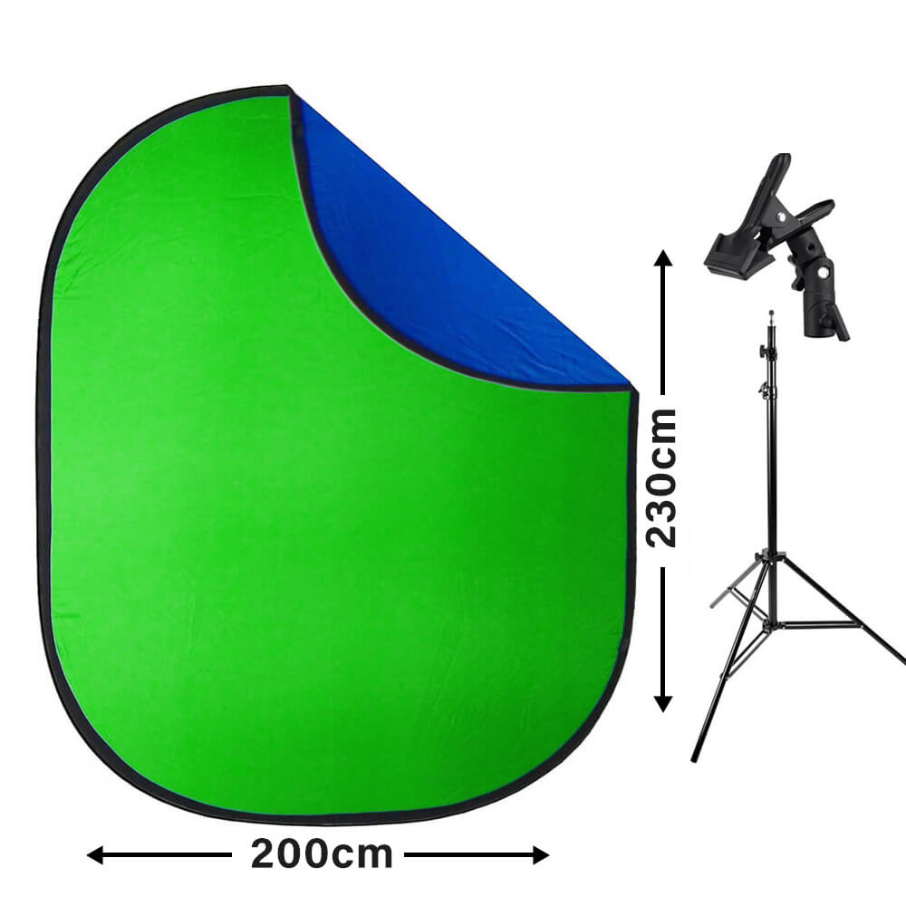 Professional Dual Frame Chroma Key Green/Blue Screen Backdrop Stand with Clamp - Perfect for Live Streaming, Video Production & Photography Studio Setup