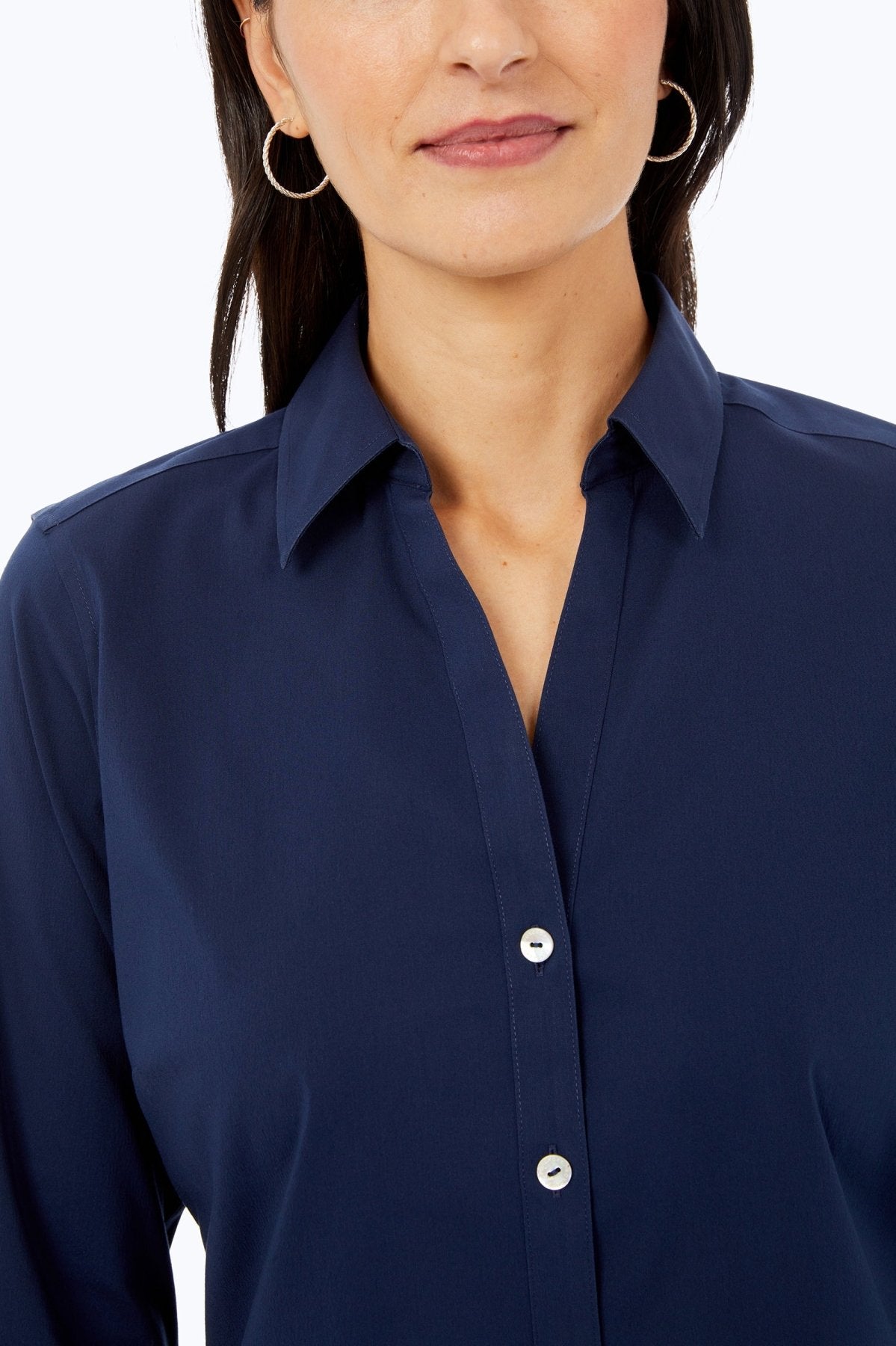 Mary No Iron Stretch 3/4 Sleeve Shirt - Wrinkle-Free Comfort Blouse for Women - Perfect for Office, Travel & Casual Wear