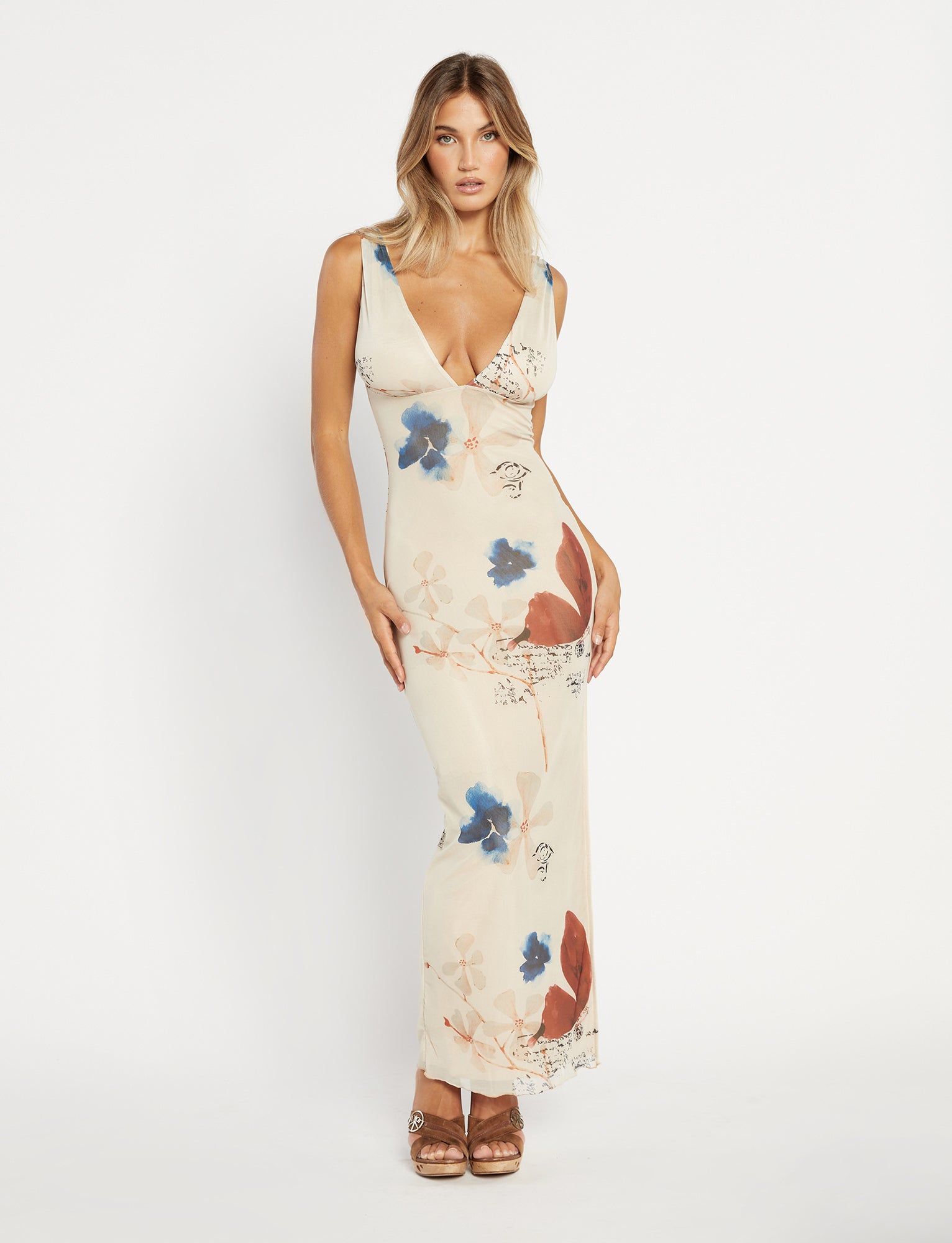 PERCY MAXI DRESS - Neutral Paisley Print by Poppy Butterfly | Elegant Boho Flowy Long Dress for Women | Perfect for Beach Vacations, Summer Parties & Casual Outings