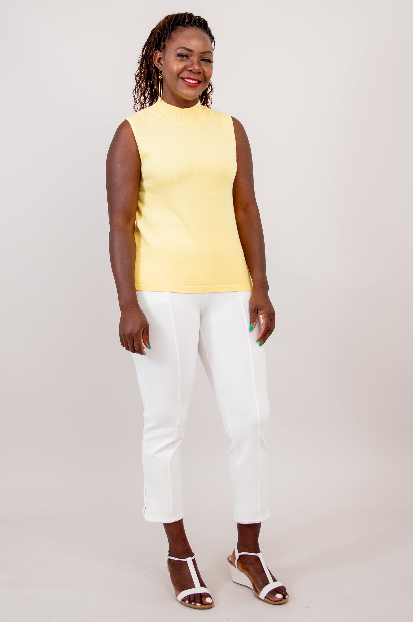 Reena Tank Top - Soft Cotton Women's Yellow Blouse for Summer, Casual Wear & Beach Outfits
