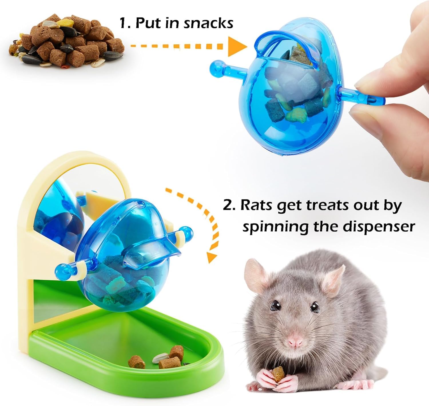 HAICHEN TEC Interactive Foraging Puzzle Toy for Hamsters, Ferrets & Rats - Slow Feeder Treat Dispenser Cage Enrichment Toy | Also Great for Birds Like Parakeets, Cockatiels & Conures (Blue) - Perfect for Mental Stimulation & Preventing Boredom in Small Pets