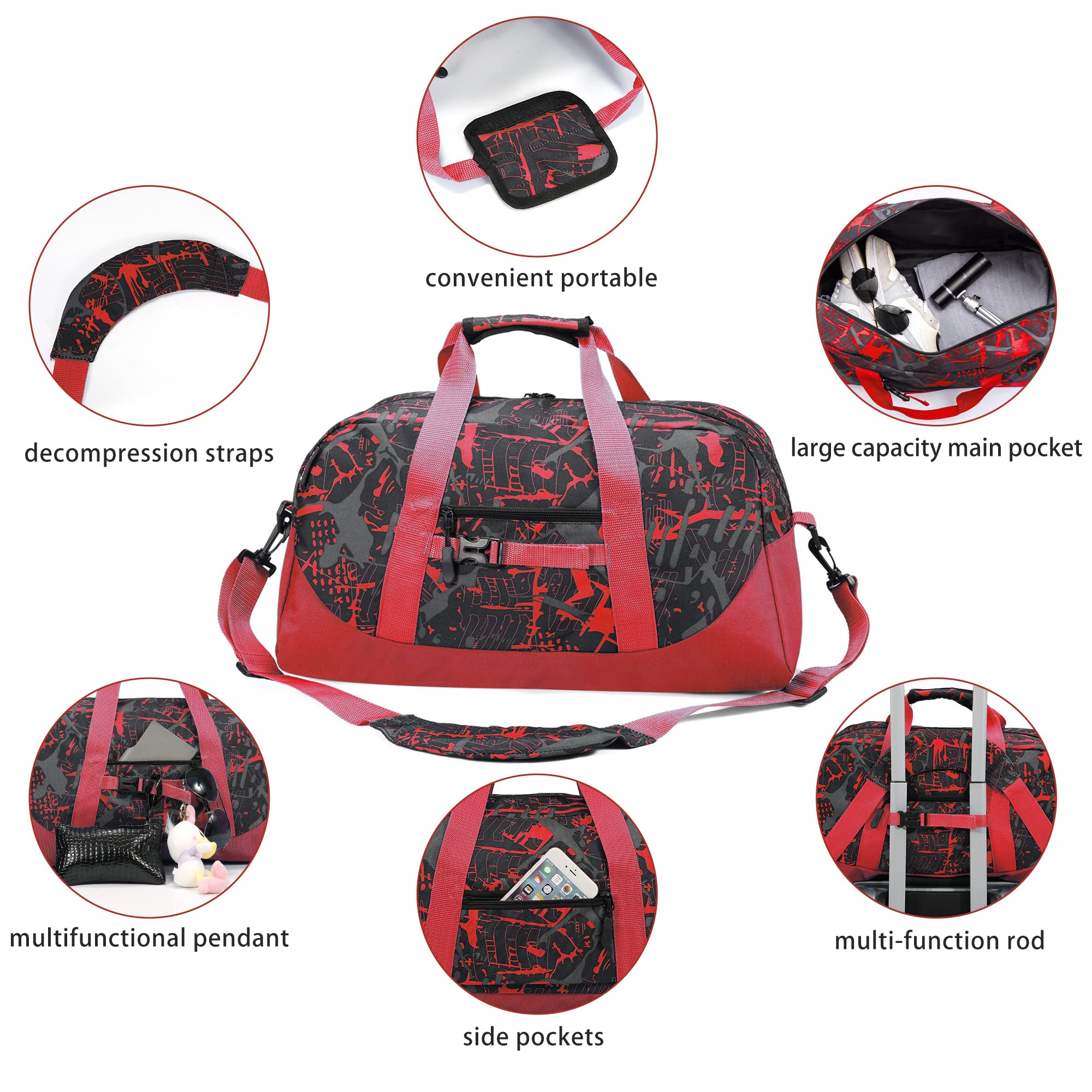 Stumdo Kids Overnighter Duffel Bag - Lightweight Carry-On Travel Bag for Boys & Girls | Perfect for School, Gym, Sports Practice & Weekend Trips | Durable Weekender Tote for Overnight Stays & Travel Accessories