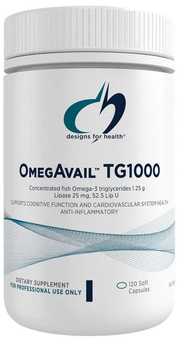 Designs For Health OmegaAvail TG1000 - High Potency Triglyceride Form Omega-3 Fish Oil Supplement with EPA & DHA - Supports Heart, Brain & Joint Health - Ideal for Active Lifestyles & Wellness Routines