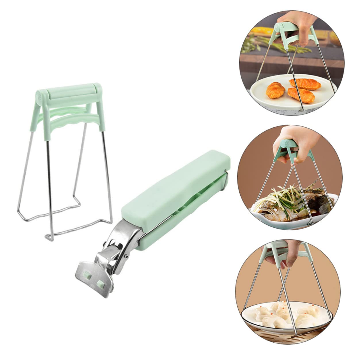 **Hemoton Stainless Steel Kitchen Tongs - 2-Piece Anti-Scald Jar Lifter Set for Hot Bowls, Plates, Pots & Canning Jars - Pizza Pan Gripper & Dish Clip for Safe Cooking & Serving**