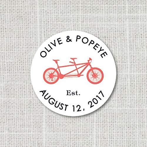 Tandem Bicycle Wedding Stickers - Bike Theme Wedding Decals for Invitations, Favors & Decor (4:18) - Perfect for DIY Wedding Stationery, Bridal Showers & Anniversary Celebrations
