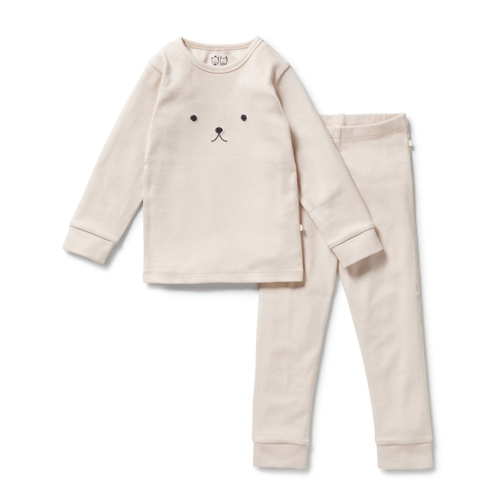 Organic Dusty Rose Ribbed Long Sleeve Pajama Set - Soft & Comfortable Sleepwear for Women, Perfect for Cozy Nights, Lounging & Relaxation at Home