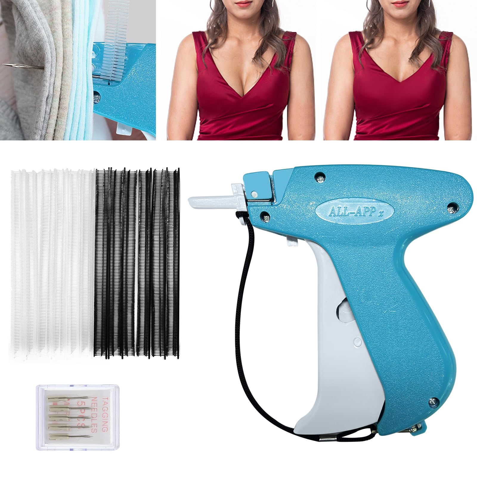 Professional Tagging Gun for Clothing - Quick Clothing Fixer with 500 White & 500 Black Micro Fasteners | Mini Stitch Hemming Tool for Quilts, Garments & Fabric Repair | Perfect for Tailors, DIY Sewing & Clothing Businesses