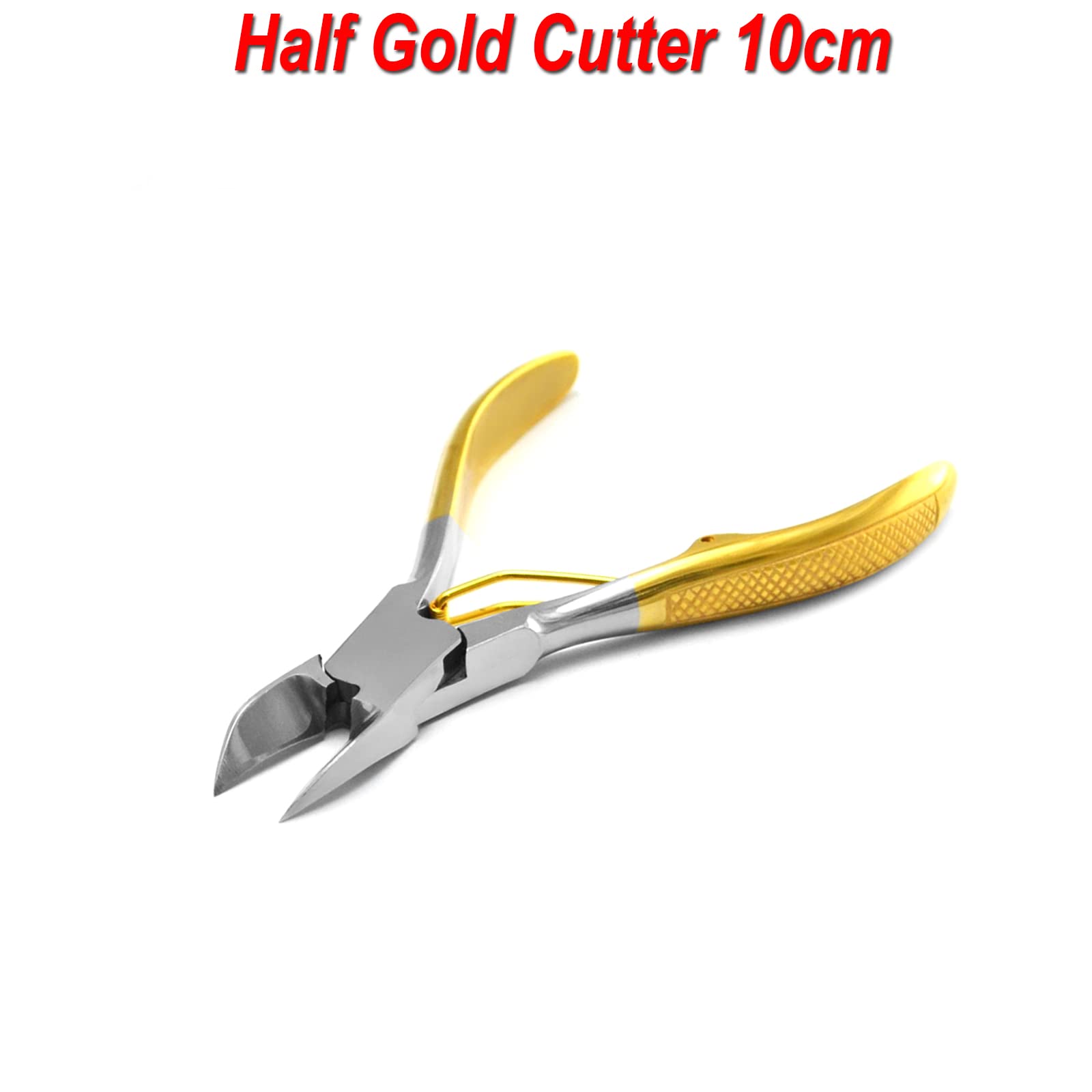 Professional Ingrown Toenail Clippers & Cutters Set - Straight & Curved Side Cutters, Cuticle Pusher & Skin Knife - 10cm Half Gold Design for Pedicure & Nail Care at Home or Salon