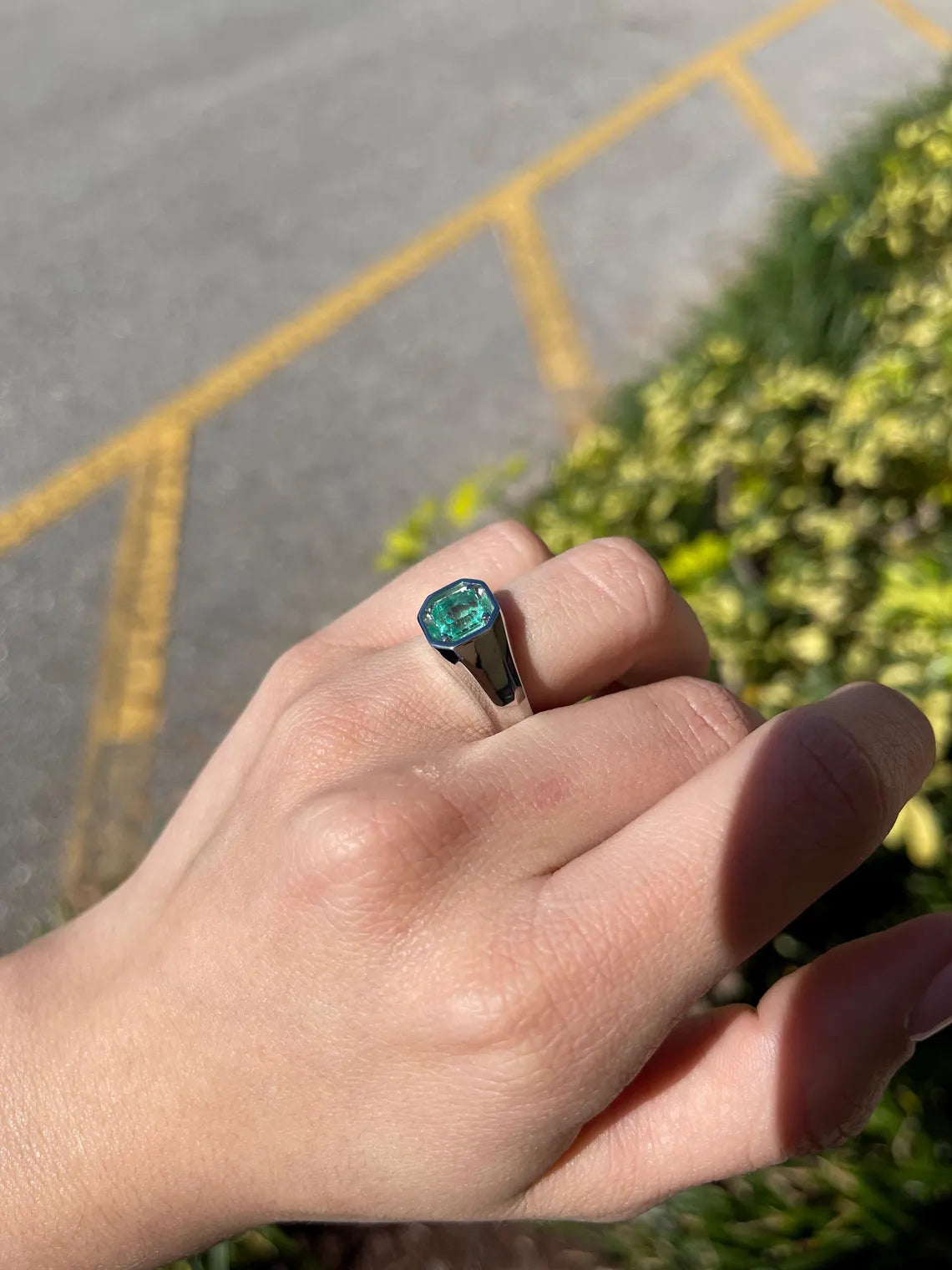 1.90ct Natural Colombian Emerald Asscher Cut Solitaire Men's Ring - 14K Gold Wedding Band, Anniversary Gift for Him, Handmade Fine Jewelry for Special Occasions