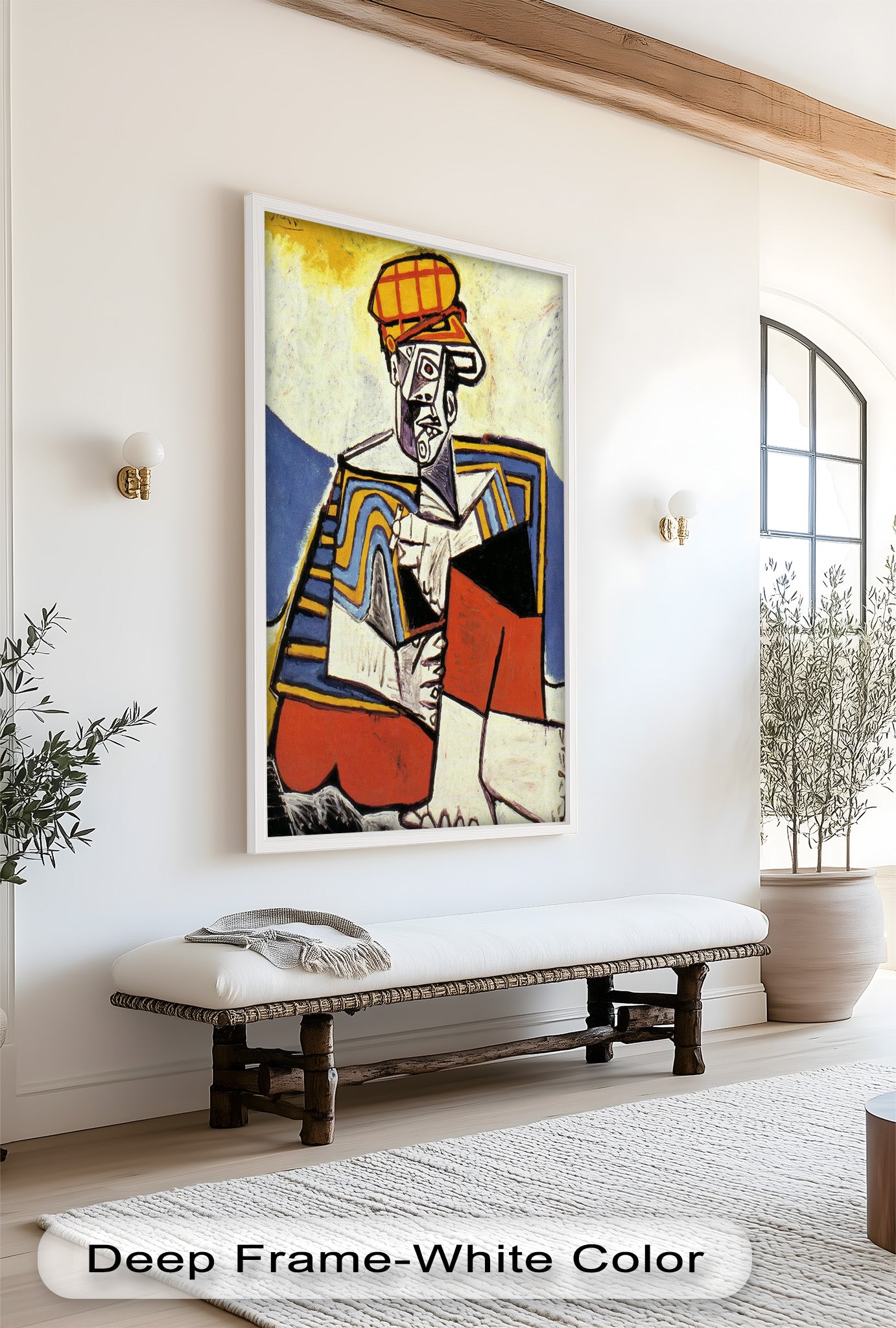 Abstract Man with Cap Wall Art - Cubist Oil Painting for Modern Home & Office Decor | Handmade Canvas Print | Unique Gift Idea for Art Lovers