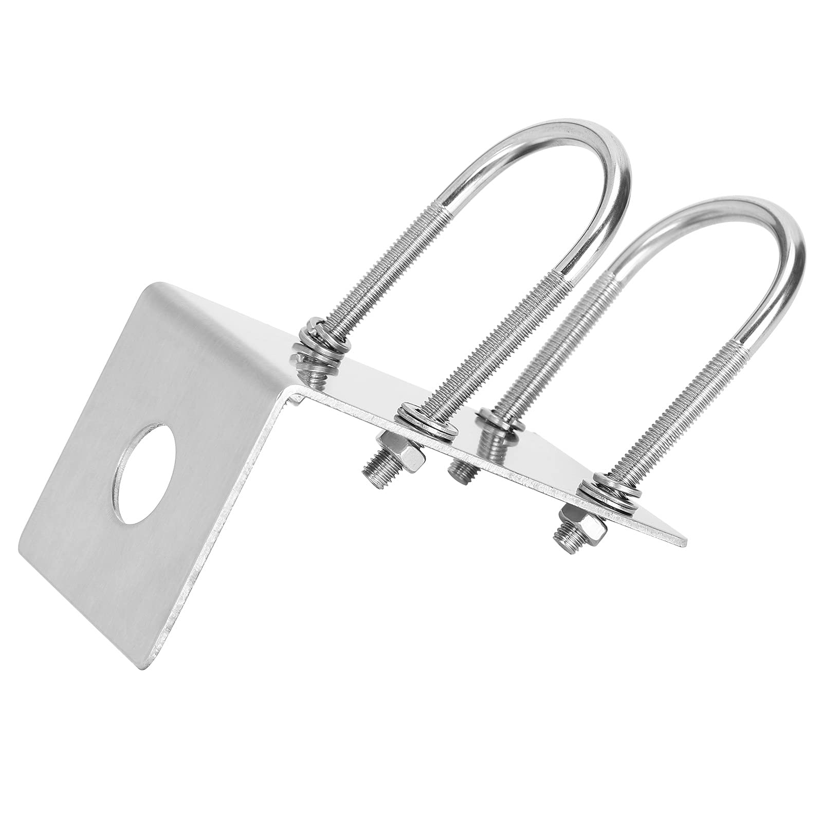 Stainless Steel L-Bracket U-Bolt Clamp for Car Ham Radio Antenna Mount - Universal Vehicle-Mounted UV & HF Antenna Installation - Perfect for Off-Roading, Emergency Communication & CB Radio Setups