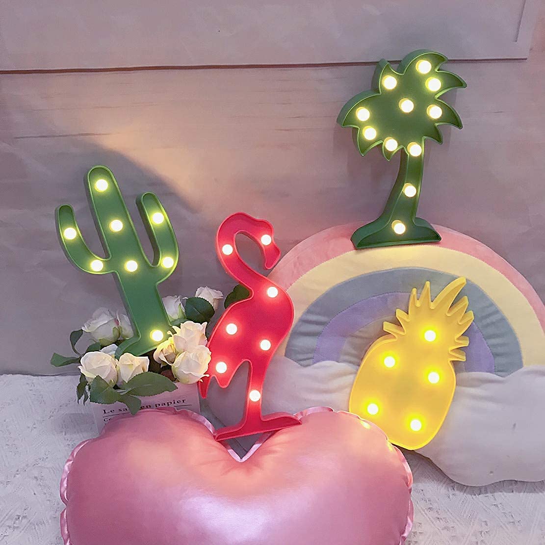 Cloud Marquee Sign Lamp - Battery Operated Moon Night Light with Palm Tree Design | Perfect for Bedroom Decor, Nursery Lighting, and Romantic Atmosphere