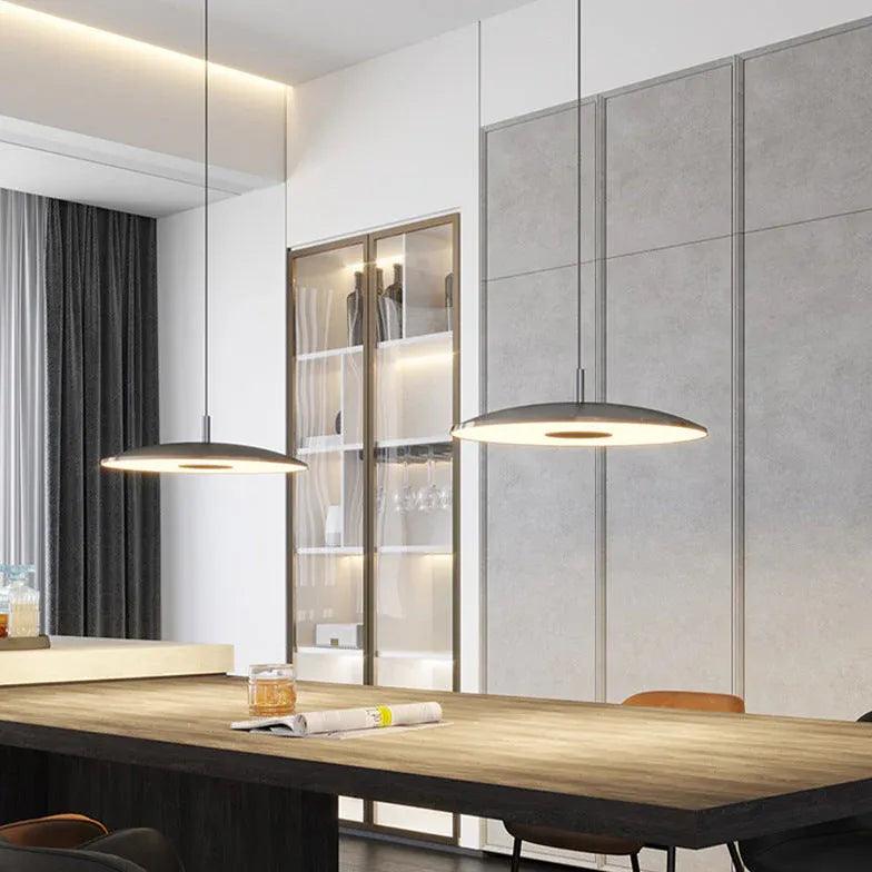 Modern Thin Plate Pendant Light for Dining Room - Minimalist Ceiling Lighting Fixture for Kitchen Island, Breakfast Nook & Contemporary Home Decor