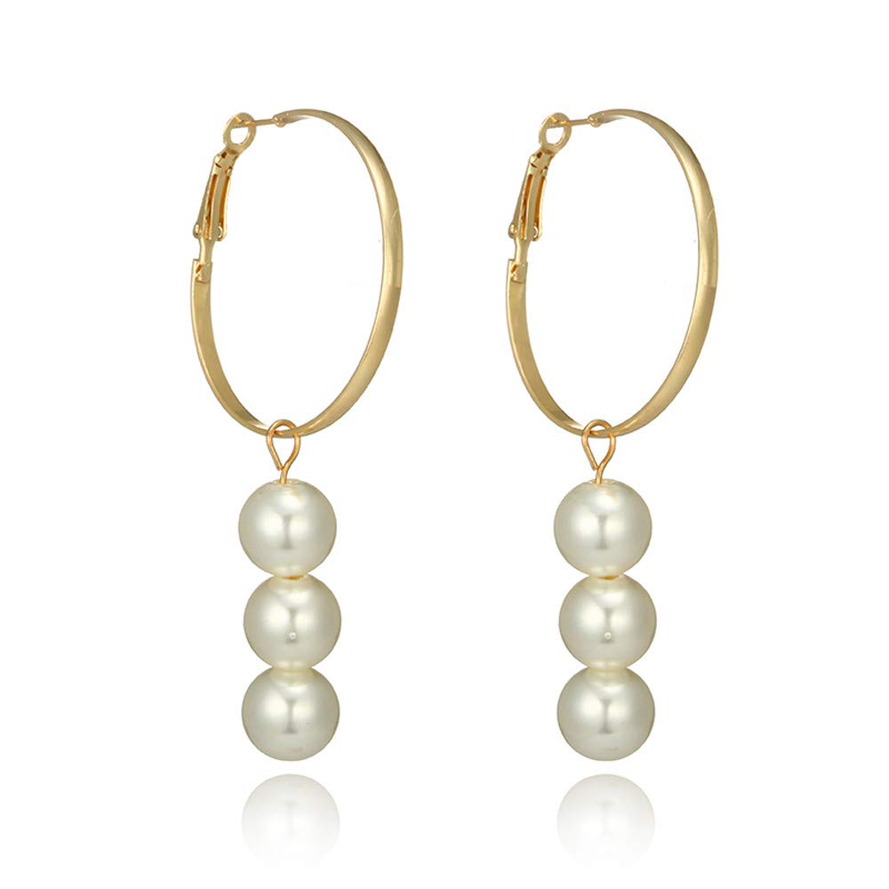 Kiosan Gold Women's Dangle Chain Charm Earrings with Pearl Drop - Elegant Long Jewelry Gift Set (1 Pair) - Perfect for Weddings, Parties & Special Occasions