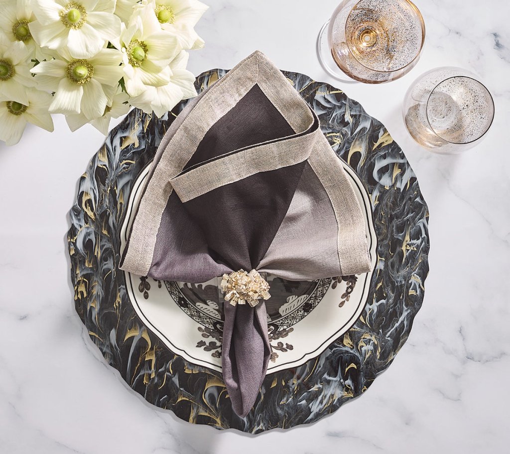 Elegant Black Gold White Marbled Placemats Set of 4 - Premium Heat Resistant Table Mats for Dining, Kitchen, and Party Decor