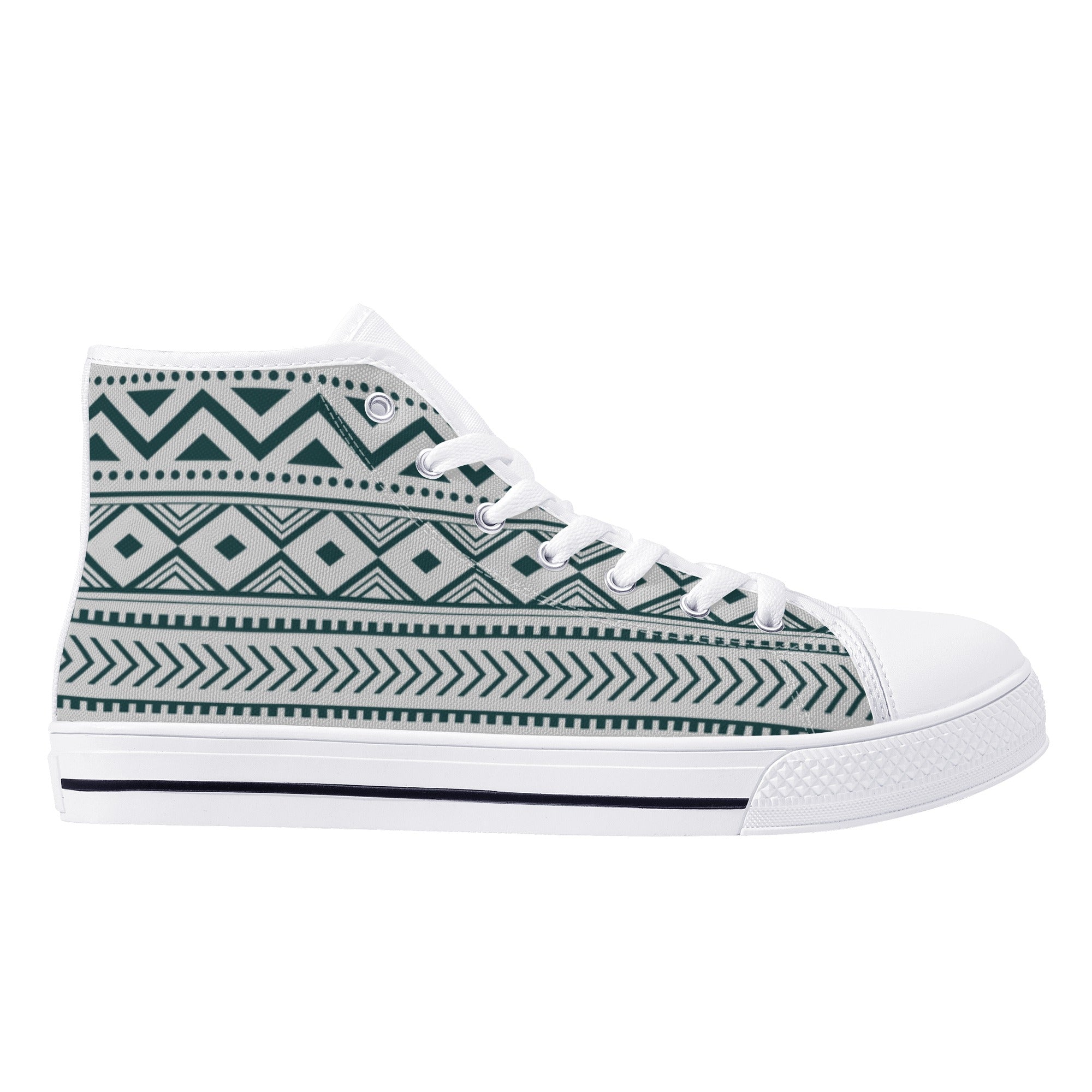 Women's High Top Canvas Sneakers - Silverado Southwestern Print Slip-On Shoes for Casual Wear & Outdoor Activities