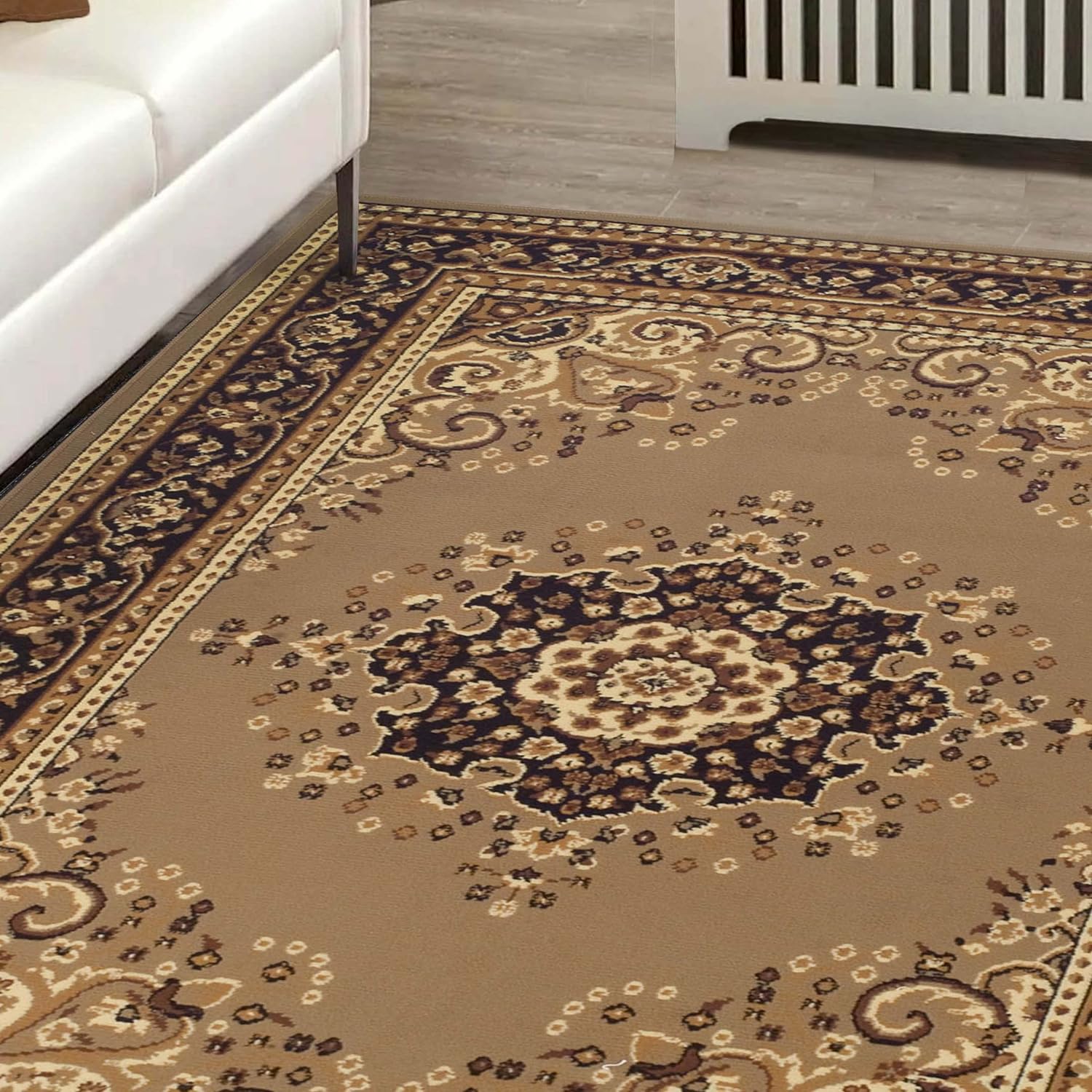 Leopold Formal Medallion Oriental Indoor Area Rug - Non-Slip Traditional Persian Design Runner Rug for Living Room, Bedroom & Hallway Decor