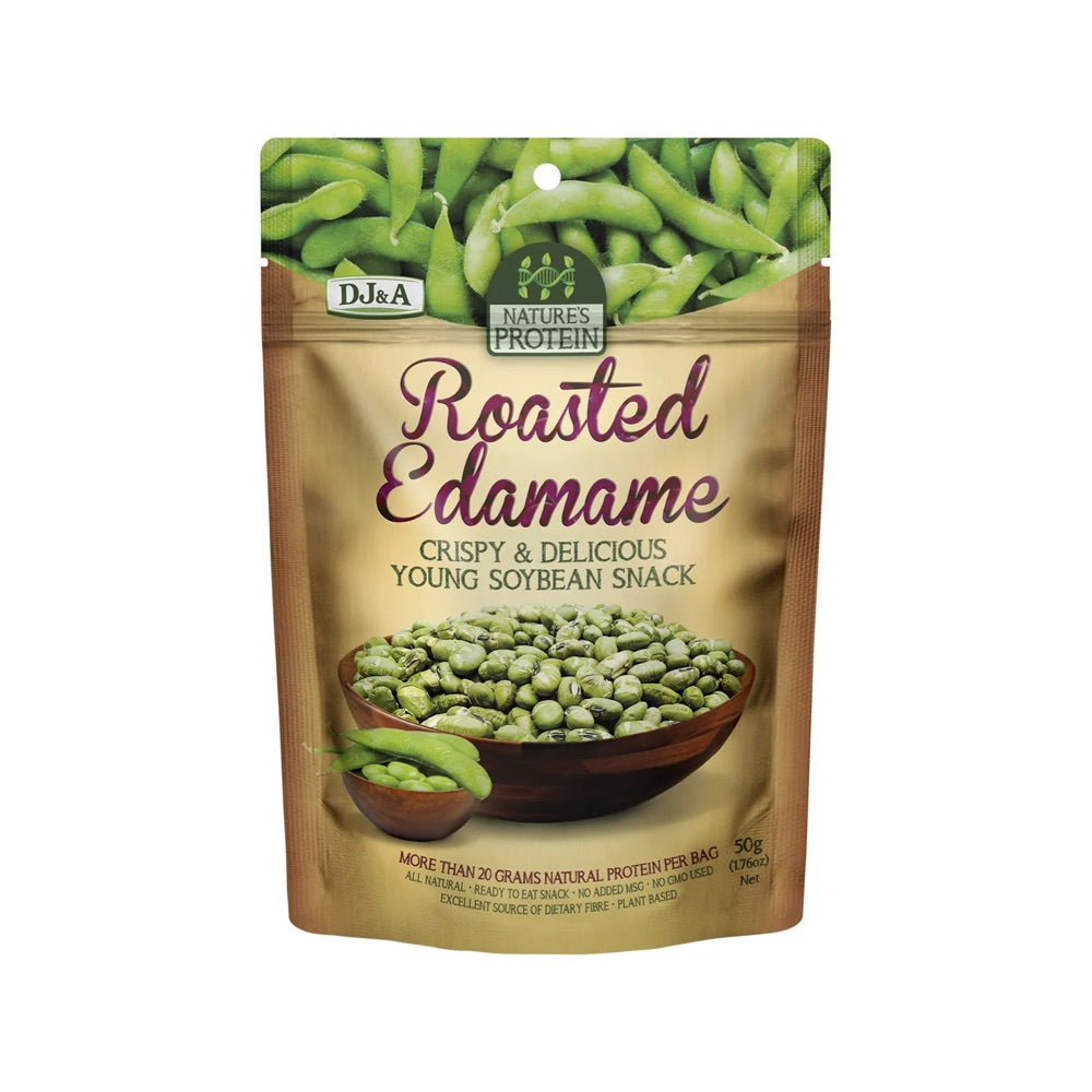 DJ&A Nature's Protein Roasted Edamame Snack - 12 Pack (50g Each) | High Protein, Vegan, Gluten-Free | Perfect for On-the-Go, Office & Healthy Snacking