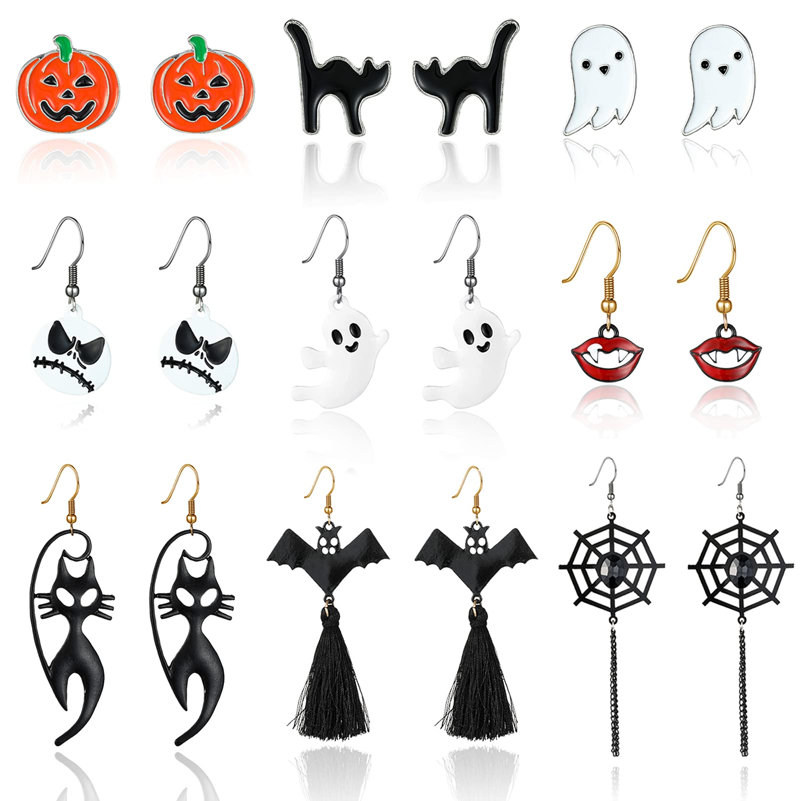 Spooky Halloween Earrings and Necklace Set for Women - Gothic Jewelry for Costume Parties, Trick or Treat, and Holiday Festivities