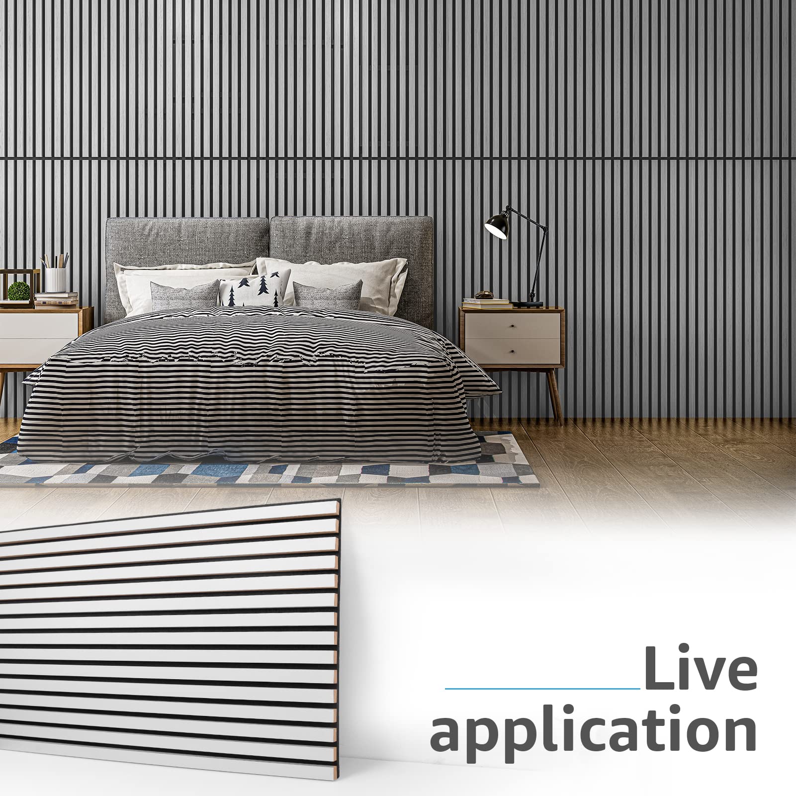Art3d 4 Pack Wood Slat Acoustic Panels for Wall & Ceiling - 3D Fluted Sound Absorbing Panels with Natural Wood Finish in Brushed Silver - Perfect for Home Theater, Recording Studio & Office Noise Reduction