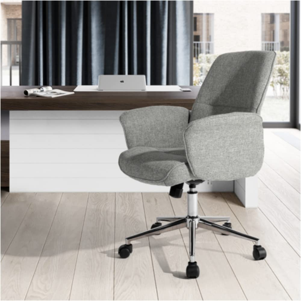 LYBJ Ergonomic Office Chair - High Back Fabric Swivel Computer Desk Chair with Lumbar Support, Adjustable Height for Home & Executive Workspaces - Perfect for Long Hours Sitting & Remote Work (Grey)