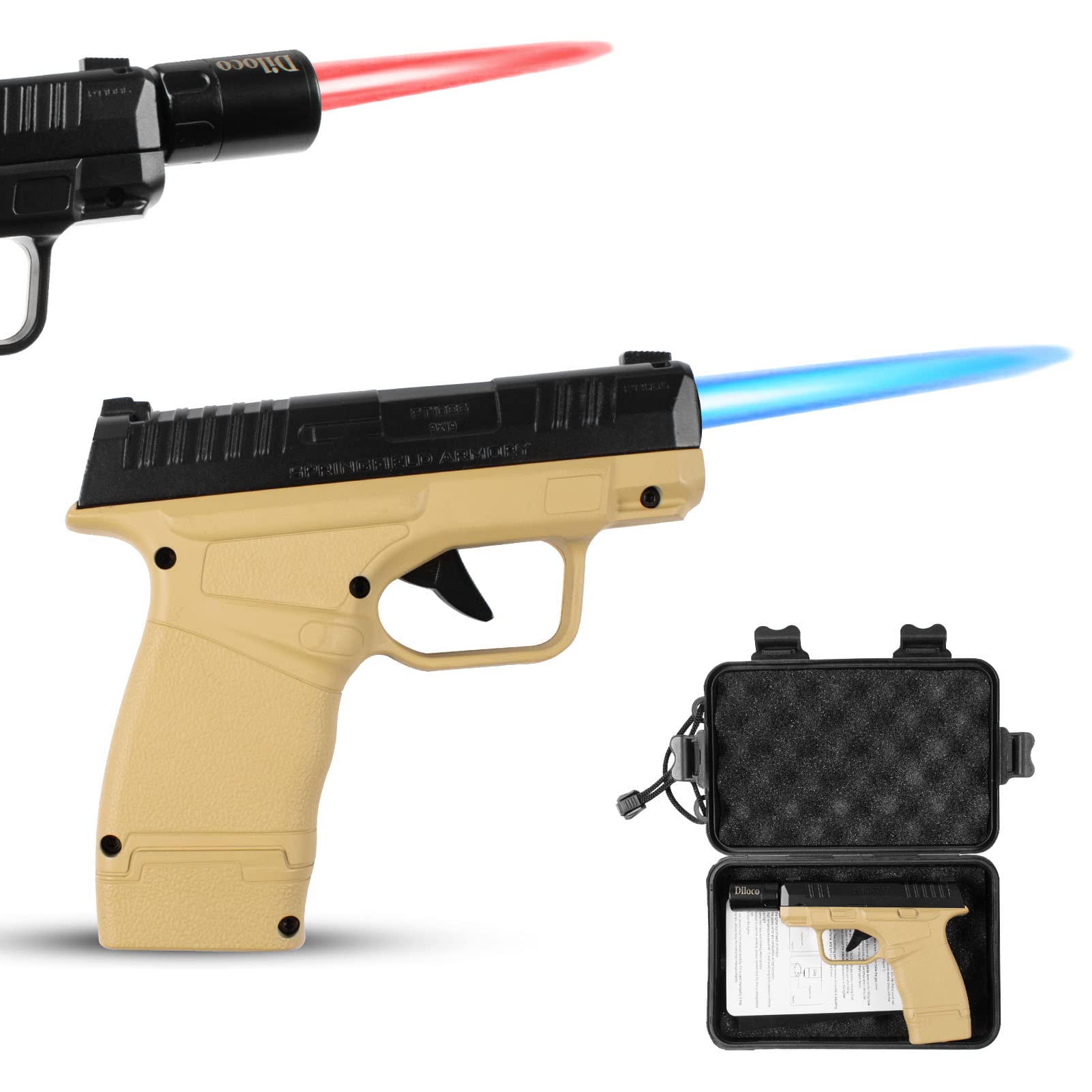 Windproof Gun Lighter - Refillable Adjustable Flame Torch for BBQ, Camping & Jewelry (Yellow)