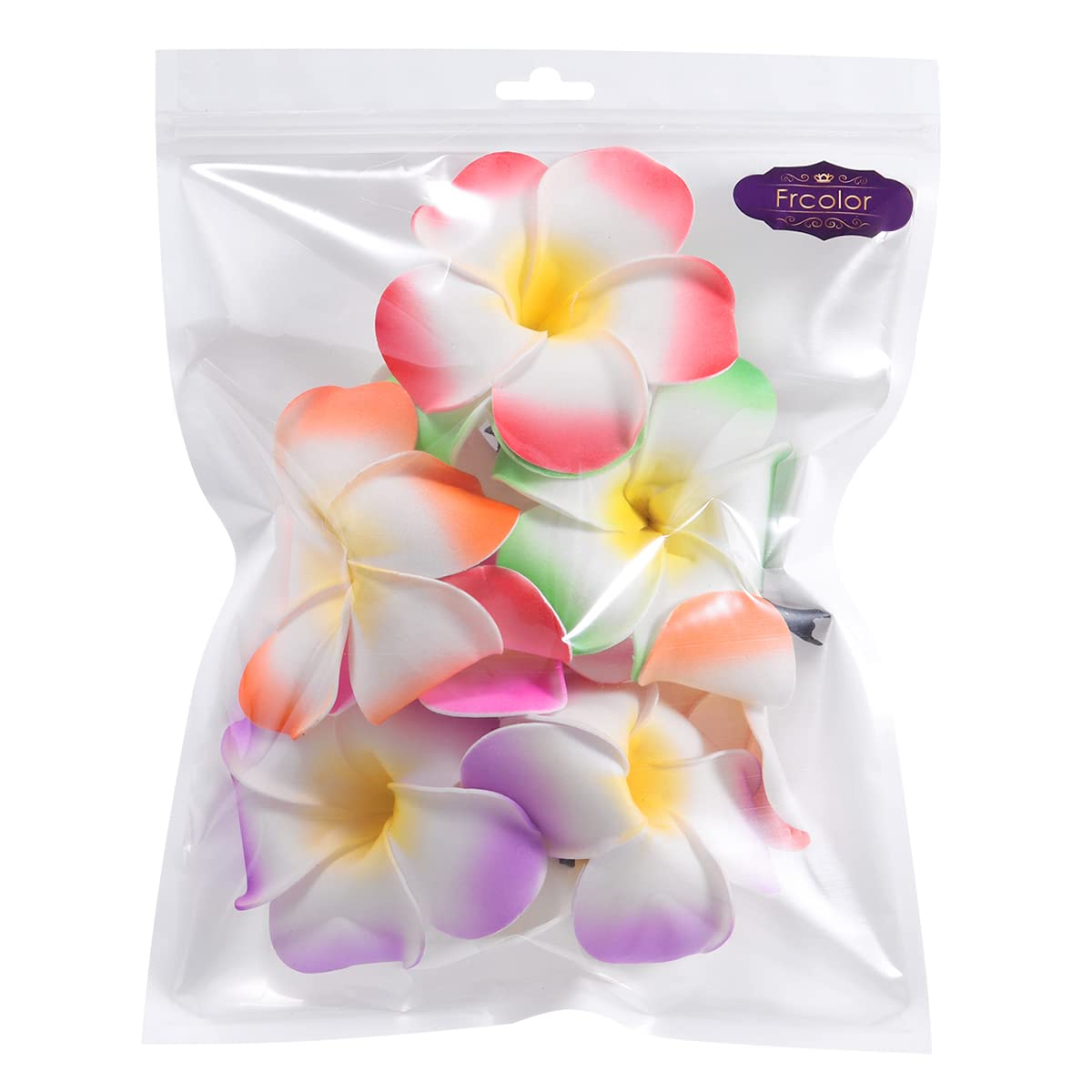 FRCOLOR 12 Pack 3.5 Inch Hawaiian Plumeria Flower Hair Clips - Soft Foam Hair Accessories for Women, Ladies & Girls - Perfect for Beach Parties, Weddings, Tropical Events & Summer Vacation Styling