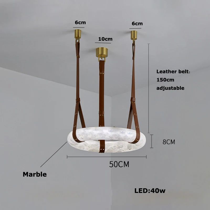 Spanish Marble Ring Chandelier - Elegant Crystal Lustre Lighting Fixture for Dining Room, Living Room, and Bedroom Decor