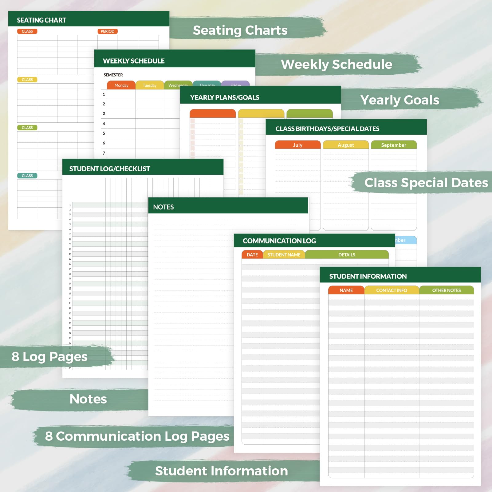 Skydue 2024-2025 Teacher Planner - Academic Year Lesson Plan Book (July 2024 to June 2025) with Monthly Tabs, Spiral Bound, Stickers & Functional Pages - 8.5