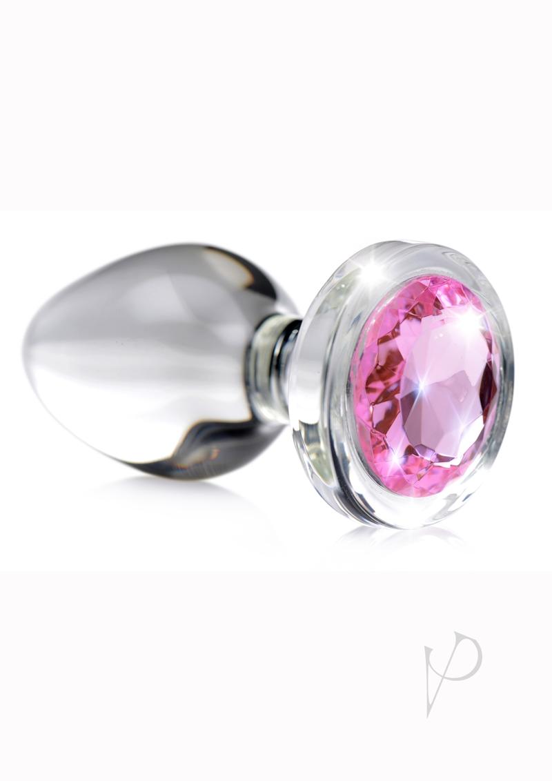 Booty Sparks Pink Gem Glass Anal Plug - Medium Size, Vibrant Pink - Perfect for Sensual Play & Couples Intimacy