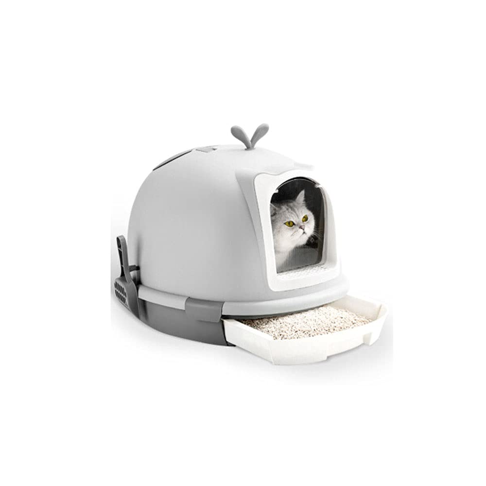 Enclosed Cat Litter Box with Handle - Large Drawer Style Odor Control Cat Toilet | Splash Proof Design Includes Scoop | Perfect for Multi-Cat Homes & Small Apartments