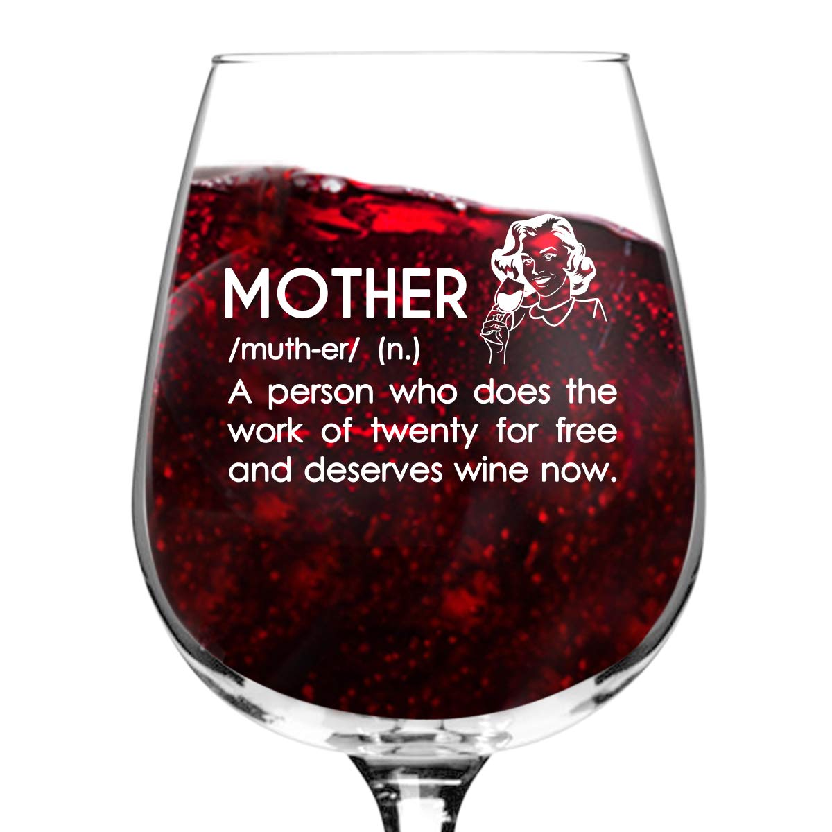 Funny Mom Wine Glass - Premium Birthday Gift for Women, Best Friend, Unique Present Idea - Perfect for Mother's Day, Christmas, or Wine Night with Friends