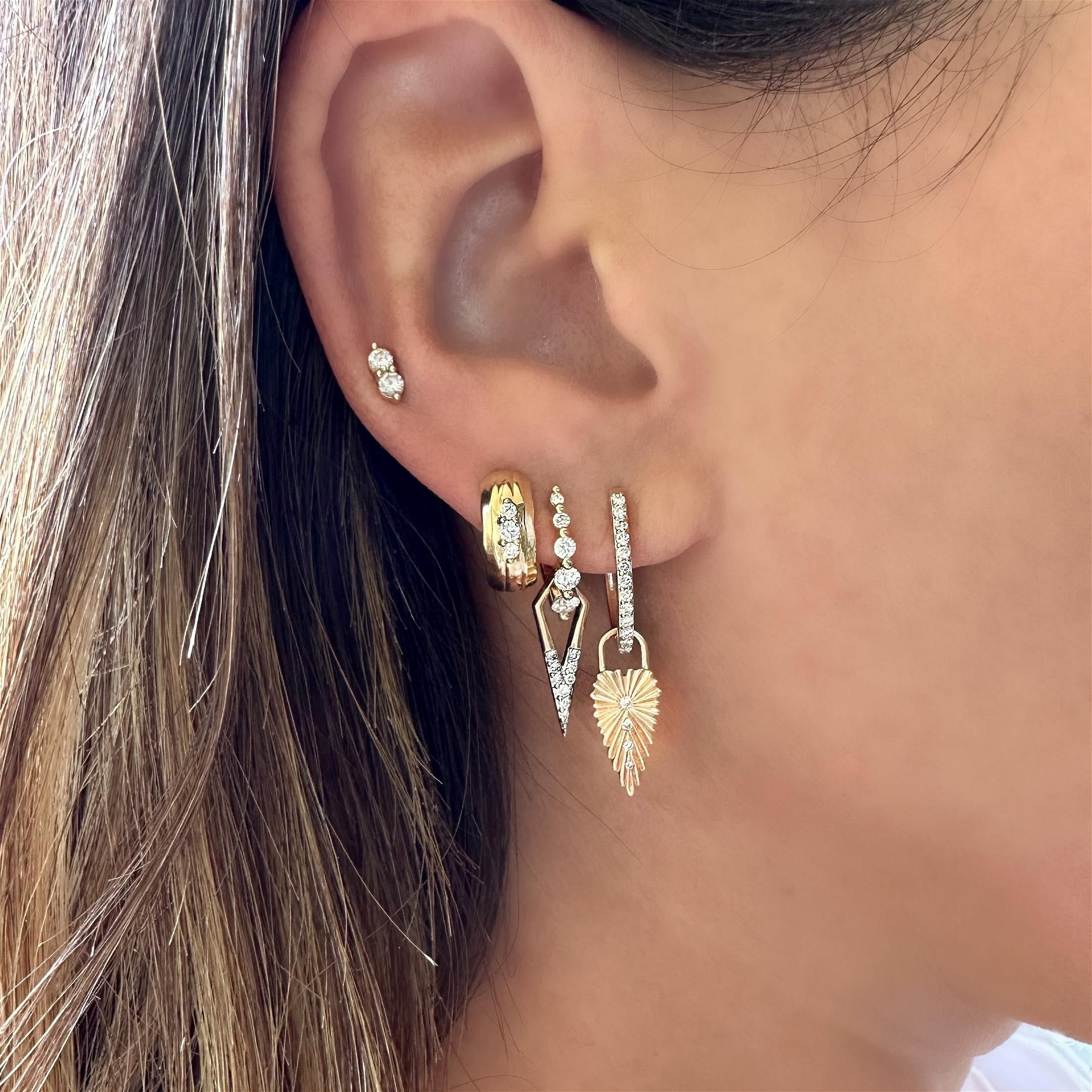 14K Gold Emerald & Diamond Hoop Earrings for Women - Elegant Dangle Earrings for Party, Wedding & Everyday Wear