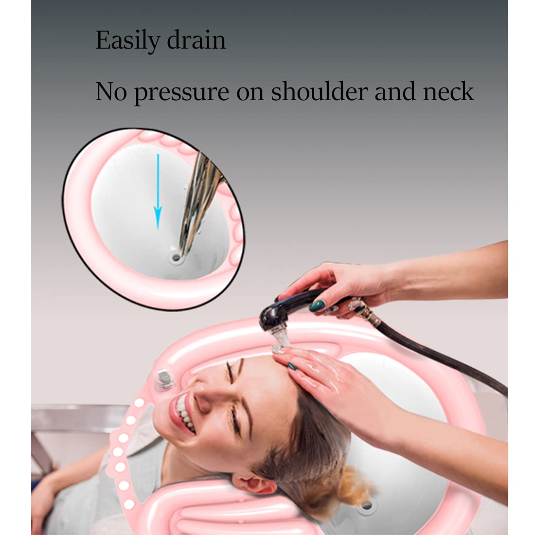 Portable Inflatable Shampoo Bowl - Lightweight Hair Washing Basin for Elderly, Disabled & Bedridden Patients - Adjustable Bedside Shampoo Tray for Home Care, Hospitals & Nursing Homes - Ideal for Pregnancy, Injury Recovery & Mobility Challenges