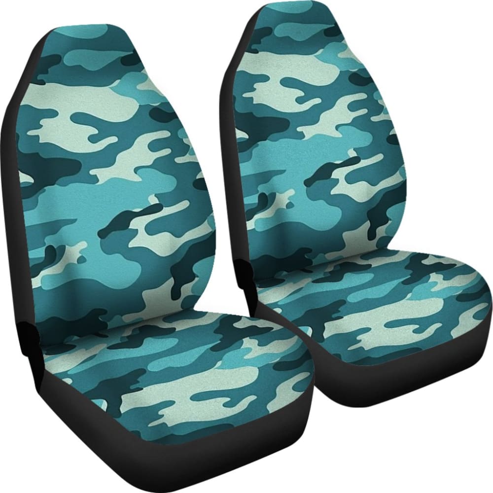Premium Blue Teal Camouflage Car Seat Covers - Universal Fit for Cars, Trucks & SUVs - Waterproof & Anti-Slip Protection - Perfect for Outdoor Adventures, Hunting & Road Trips