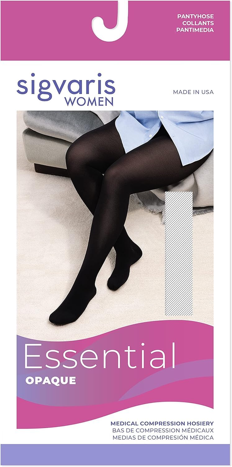 SIGVARIS Women's Essential Opaque 860 Closed Toe Plus Pantyhose 20-30mmHg - Compression Stockings for Varicose Veins, Swelling & Travel Comfort