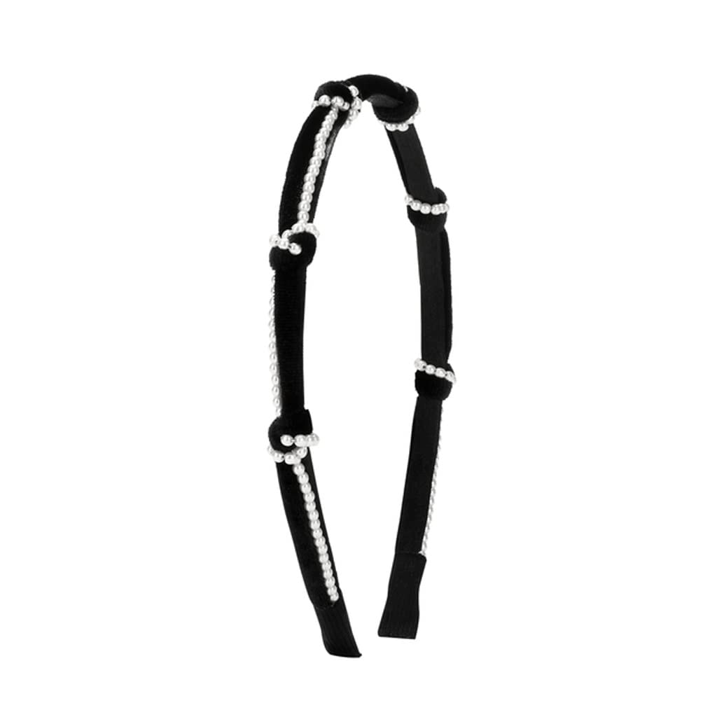 KFJBX Velvet Imitation Pearl Knot Hair Hoop - Elegant Headband for Women, Perfect for Going Out, Face Washing & Daily Styling