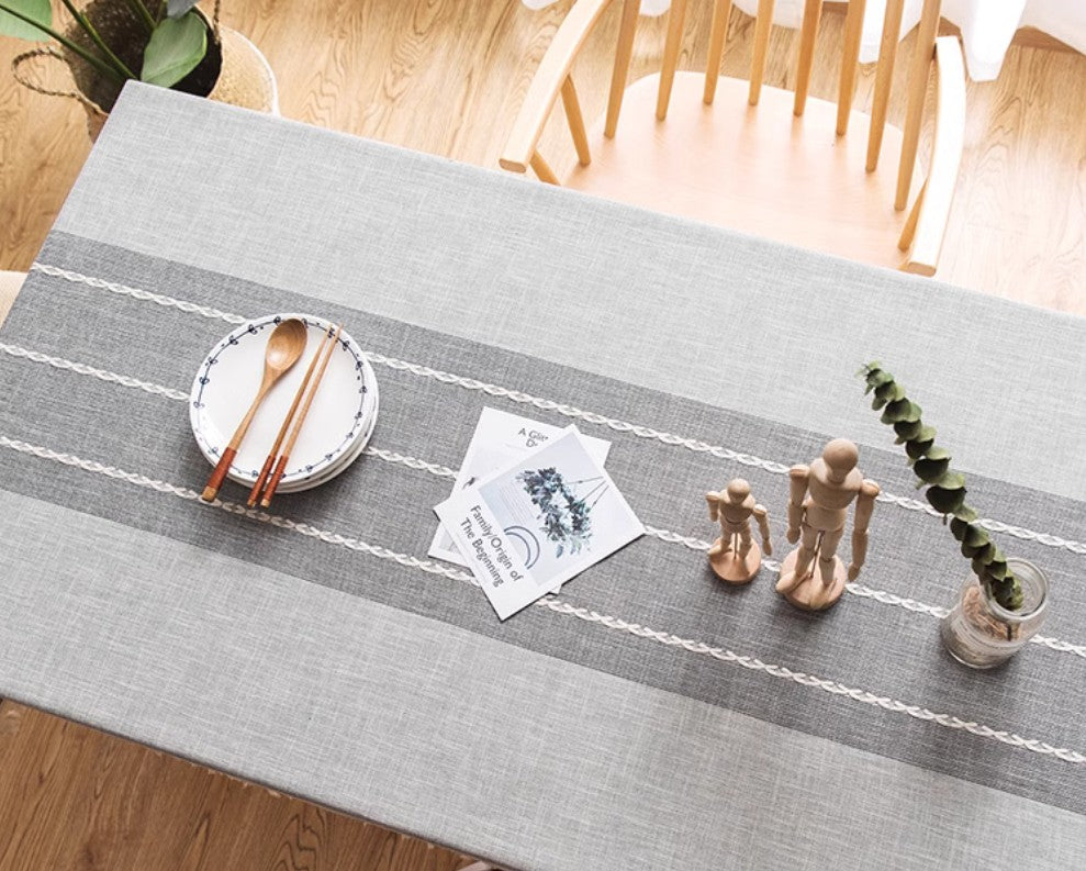 Modern Large Rectangle Table Cover - Cotton & Linen Tablecloth for Dining Room, Kitchen, Oval Tables | Waterproof & Washable for Everyday Use, Parties & Special Occasions