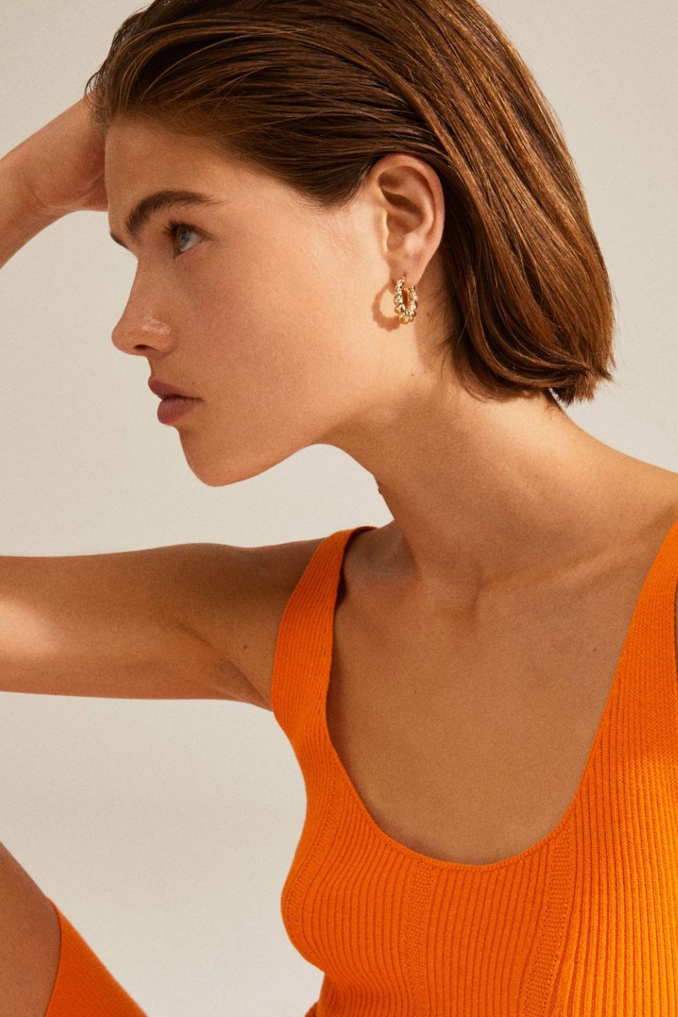 Eileen Gold Twirl Hoop Earrings - 14K Gold Plated Dangle Earrings for Women, Elegant Everyday Jewelry Gift | Perfect for Parties, Weddings & Office Wear