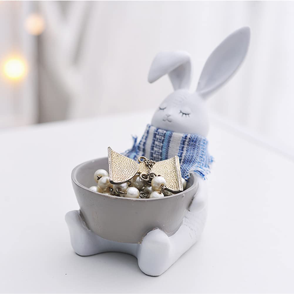 WAYUTO White Ceramic Rabbit Statue - Easter Bunny Figurine, Desktop Animal Ornament, Easter Party Decor & Gift Idea - Perfect for Home Decor, Easter Celebrations, and Spring Table Centerpieces