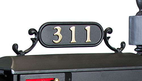 Old World Mailbox & Imperial Scroll Number Plate - Black Metal Mailbox Plate Only | Free Shipping | Perfect for Vintage Home Decor, Garden Mailboxes & Historical Restorations