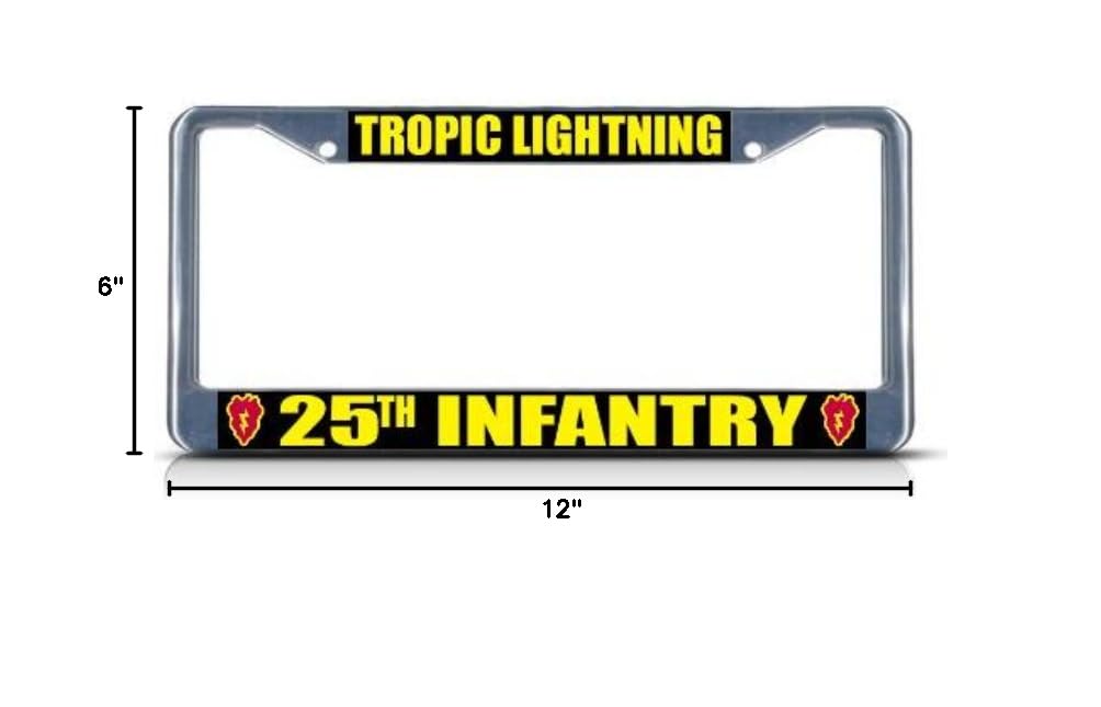 Tropic Lightning 25th Infantry Military License Plate Frame - Durable Tag Holder Cover for Cars & Trucks - Perfect for Military Enthusiasts & Veterans