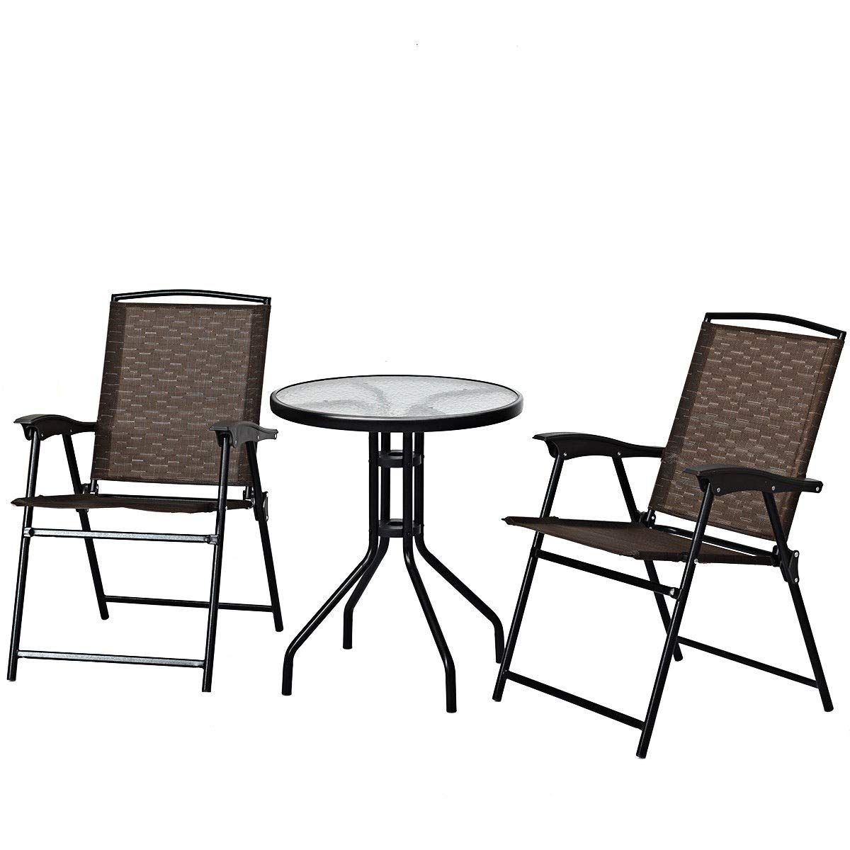 Modern 3-Piece Rattan Bistro Patio Set - Comfortable Garden Furniture for Outdoor Living Space | Durable & Easy Assembly | Perfect for Backyard, Balcony, Poolside & Small Patio Dining