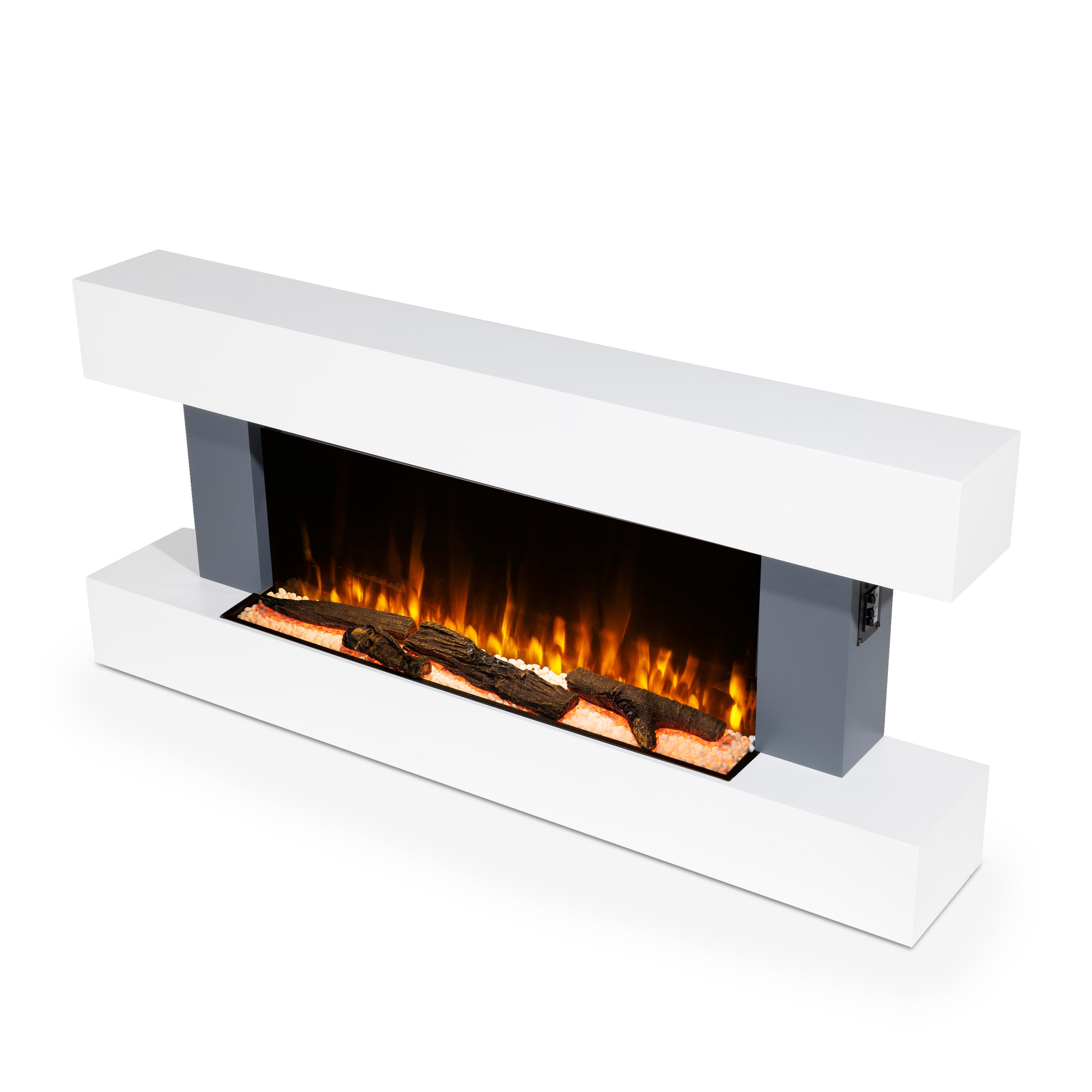 Baridi 52 Inch Electric Fireplace Wall Mounted with Realistic LED Flame Effects - Grey DH112 - Perfect for Living Room, Bedroom & Office Heating & Ambiance
