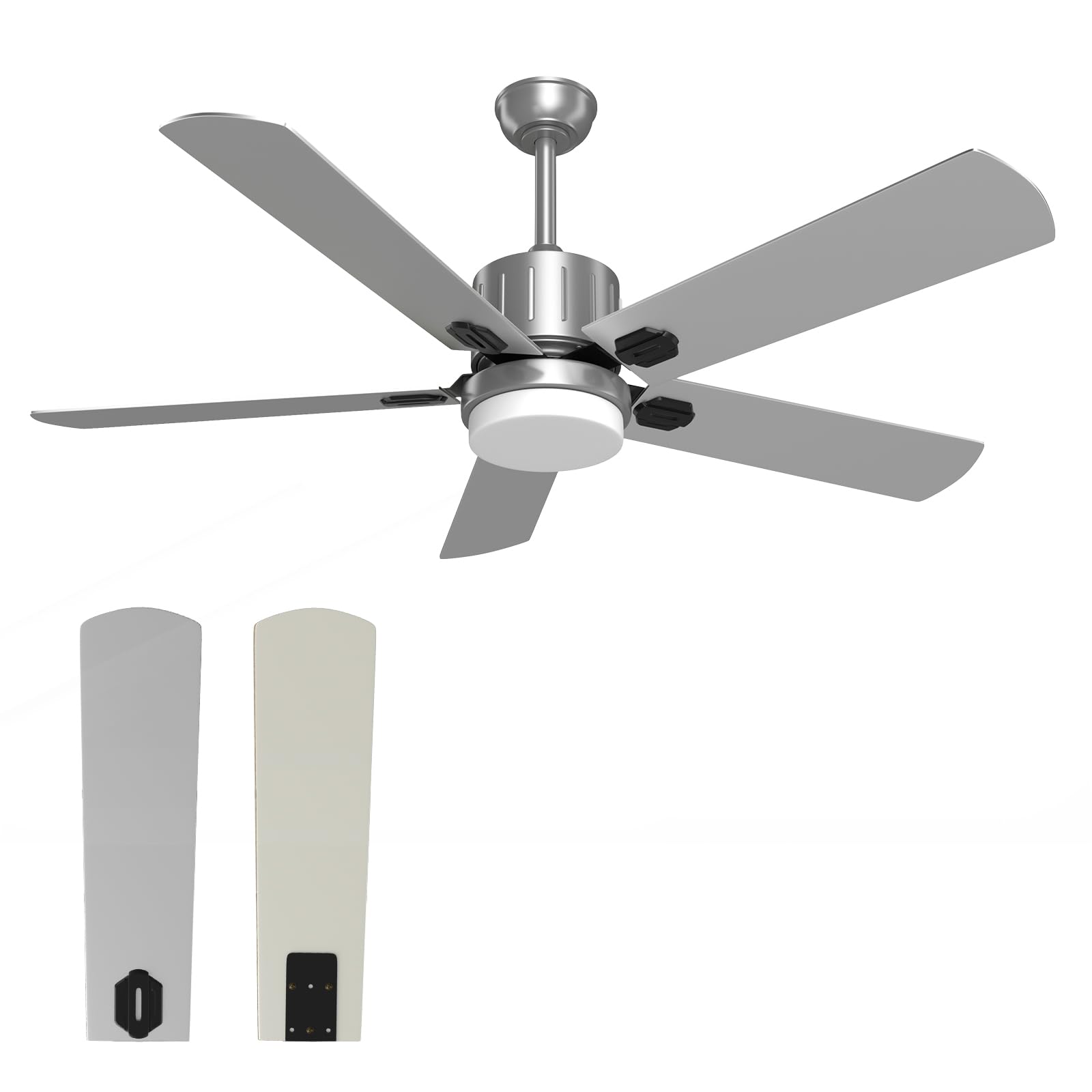 52-inch Ceiling Fan Replacement Blades - Indoor/Outdoor Compatible, Dual Silver Finish - Perfect for Living Rooms, Bedrooms, and Patios