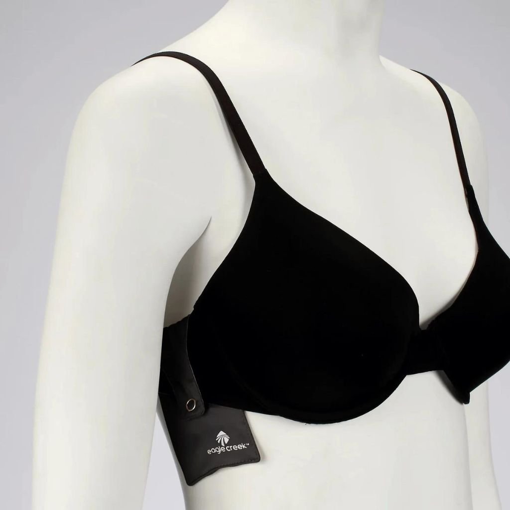Eagle Creek Silk Undercover Bra Stash - Secure Hidden Travel Wallet for Money & Passport - Black | Perfect for Travel, Hiking & Outdoor Adventures