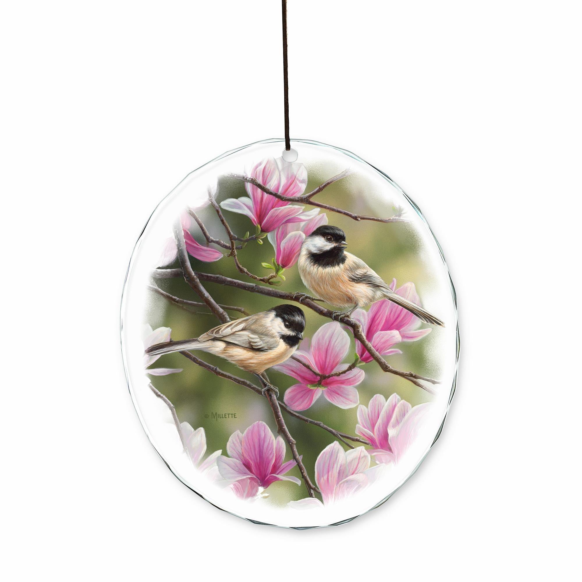 Chickadees and Magnolias Wall Art - Handmade Botanical Bird Paintings for Home Decor | Perfect for Living Room, Bedroom & Office